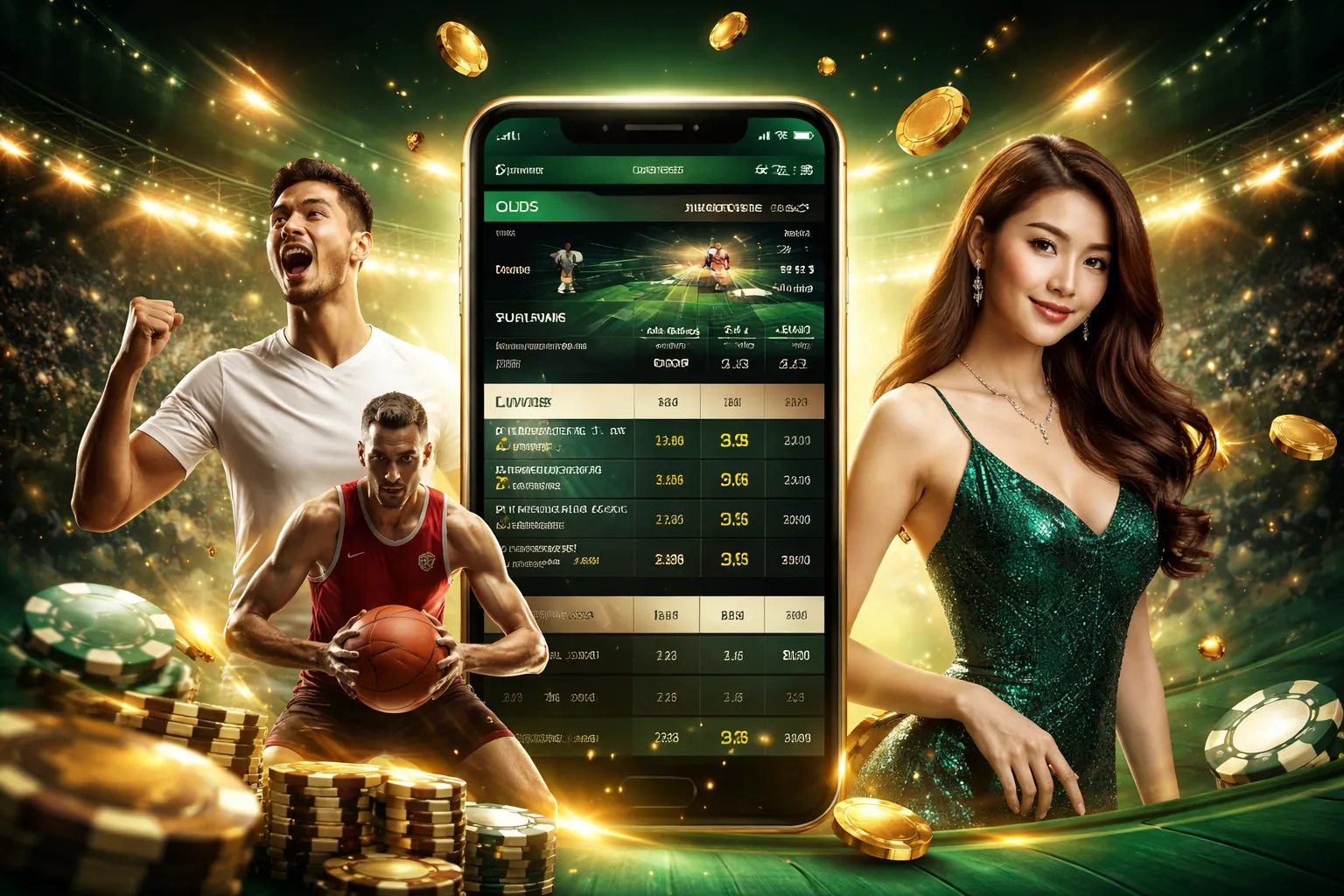 Sân vận động với biểu tượng cá cược thể thao 789be