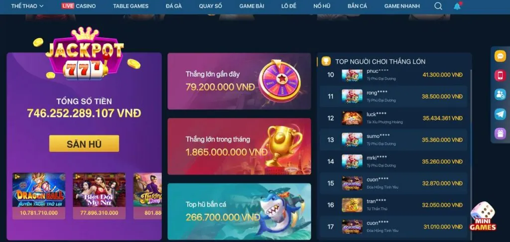 Game nổ hũ jackpot siêu khủng tại 789be